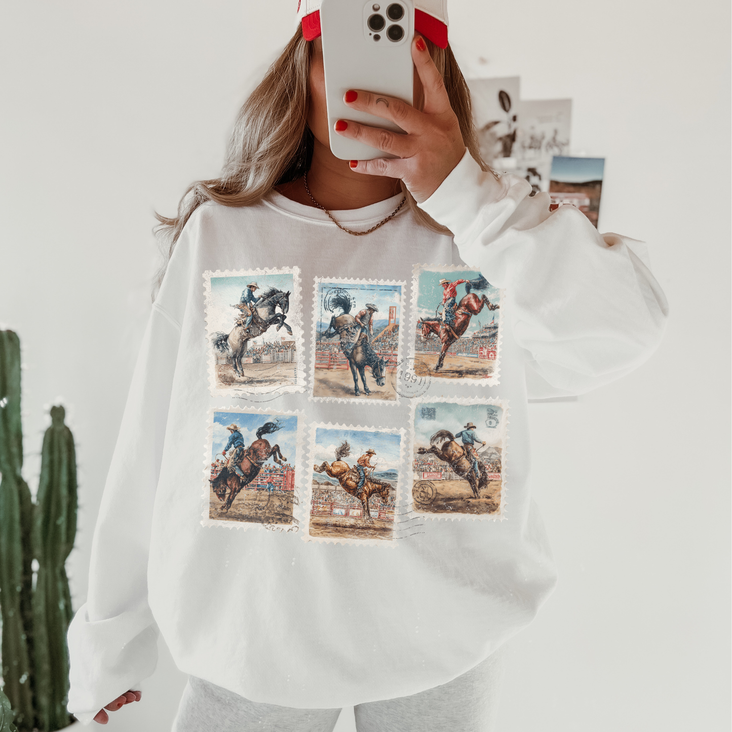 Western Cowboy Postage Stamp Sweatshirt