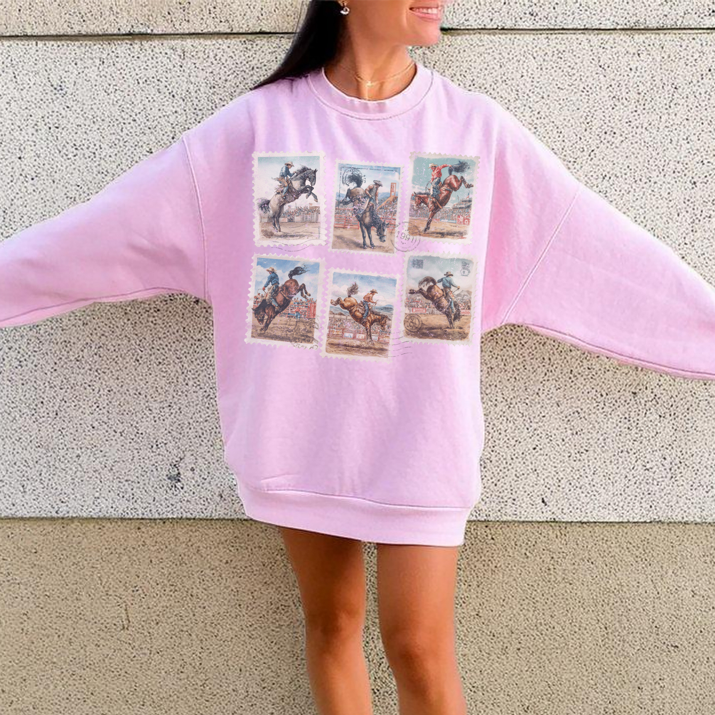 Western Cowboy Postage Stamp Sweatshirt