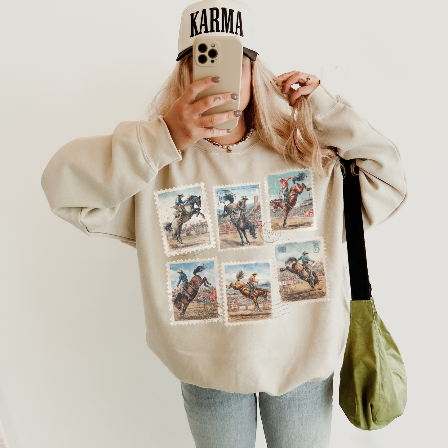 Western Cowboy Postage Stamp Sweatshirt