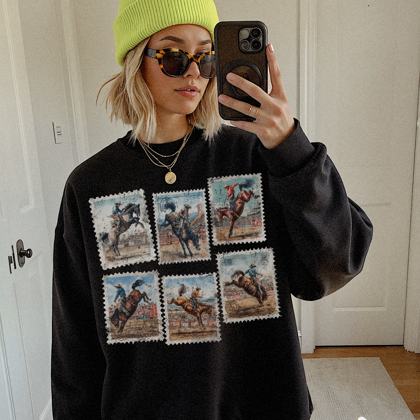 Western Cowboy Postage Stamp Sweatshirt