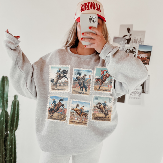 Western Cowboy Postage Stamp Sweatshirt